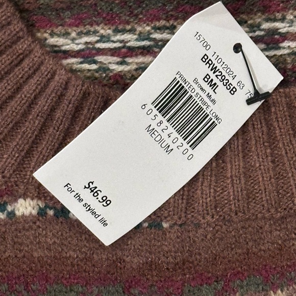 NWT Bailey Rose Women's Brown Striped Sweater Cropped Style Size M - Picture 8 of 12